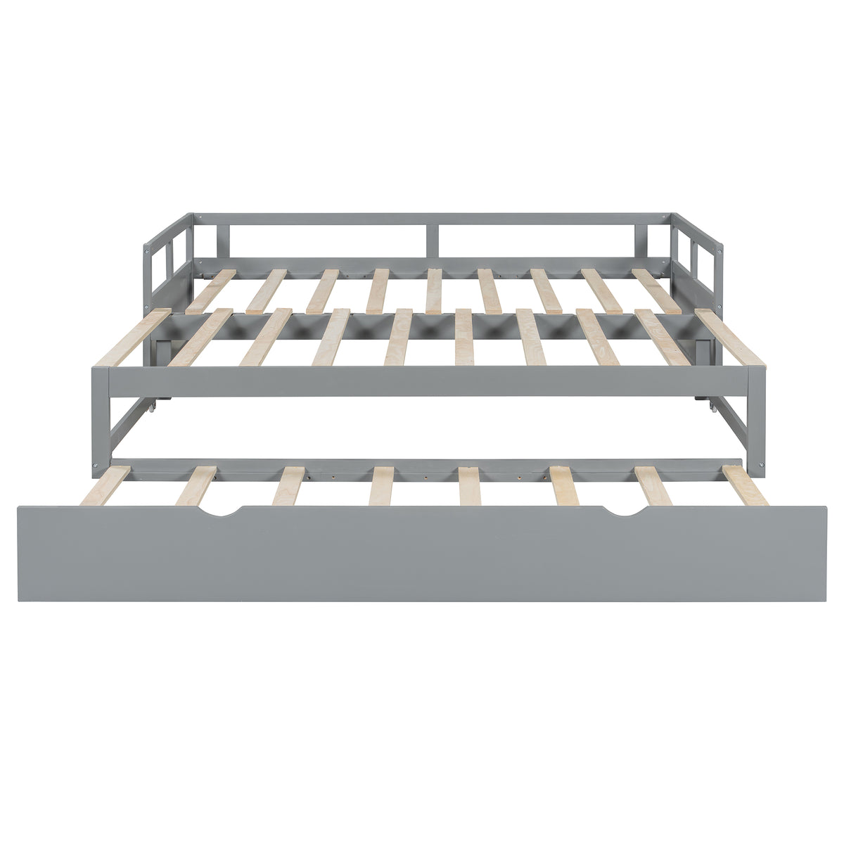 Wooden Daybed with Trundle,Multi-functional Extending Daybed, Box Spring Needed, for Living Room Bedroom, Gray
