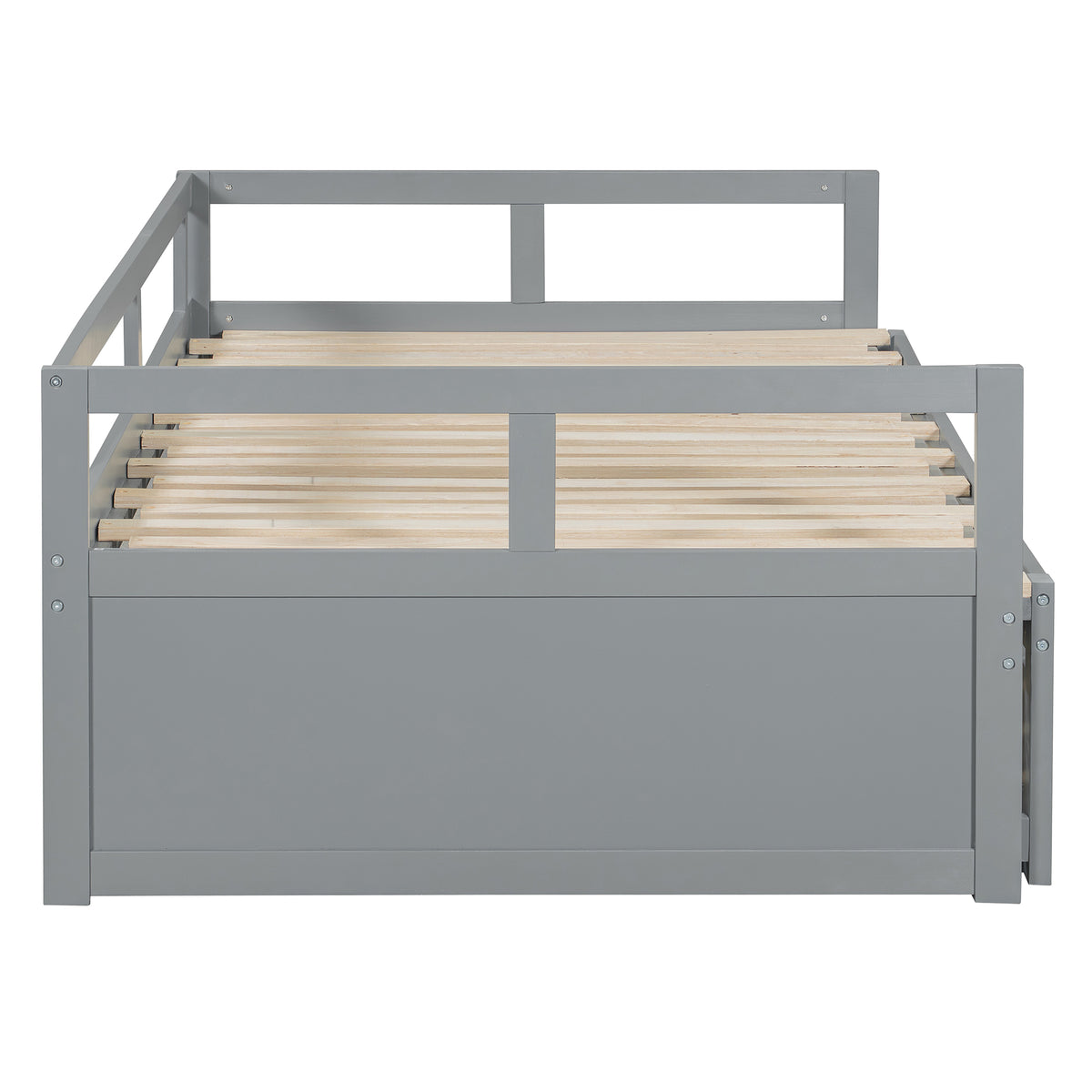 Wooden Daybed with Trundle,Multi-functional Extending Daybed, Box Spring Needed, for Living Room Bedroom, Gray
