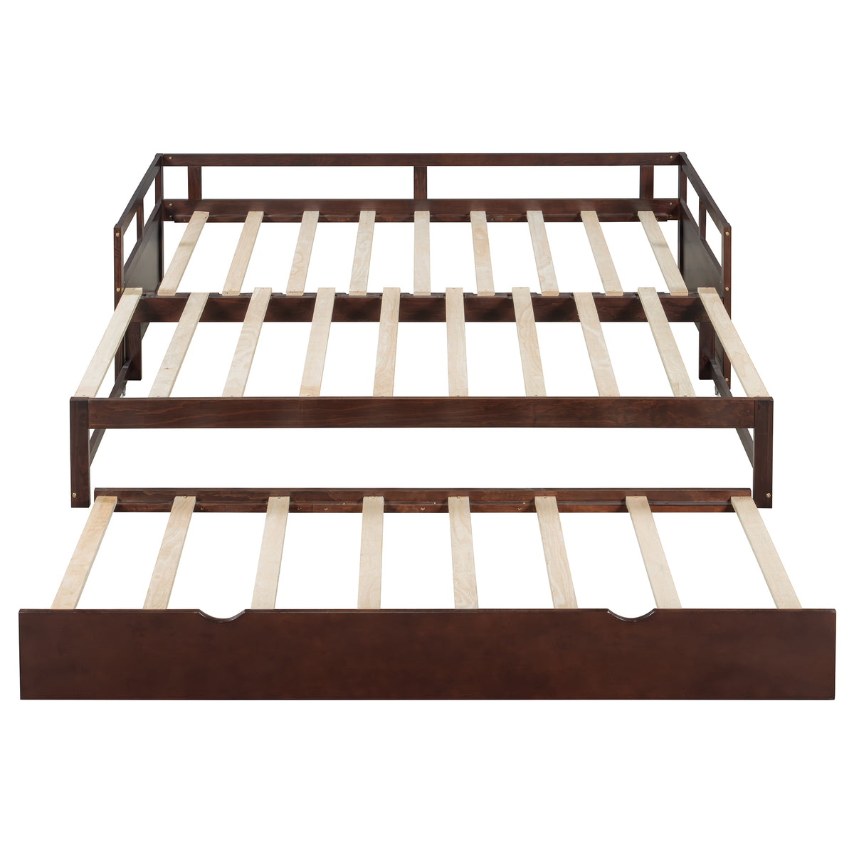Wooden Daybed with Trundle,Multi-functional Extending Daybed, Box Spring Needed, for Living Room Bedroom, Espresso