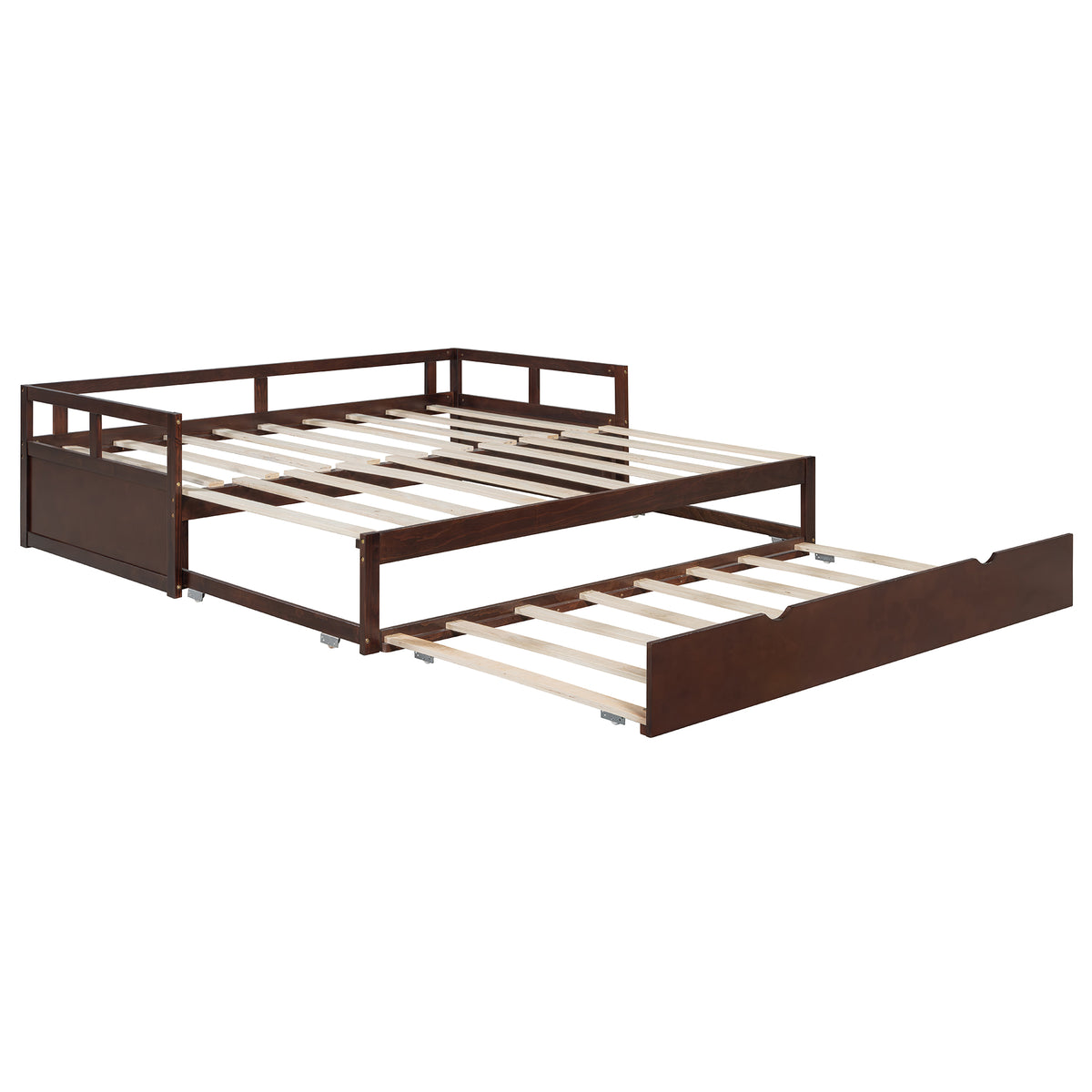 Wooden Daybed with Trundle,Multi-functional Extending Daybed, Box Spring Needed, for Living Room Bedroom, Espresso