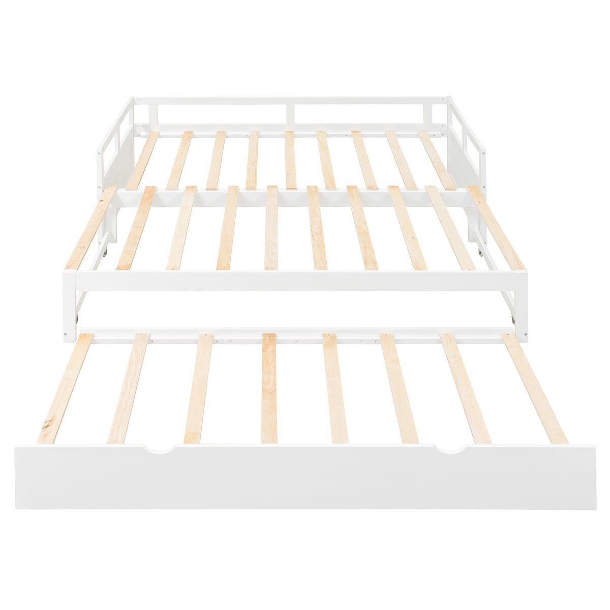 Wooden Daybed with Trundle,Multi-functional Extending Daybed, Box Spring Needed, for Living Room Bedroom, White