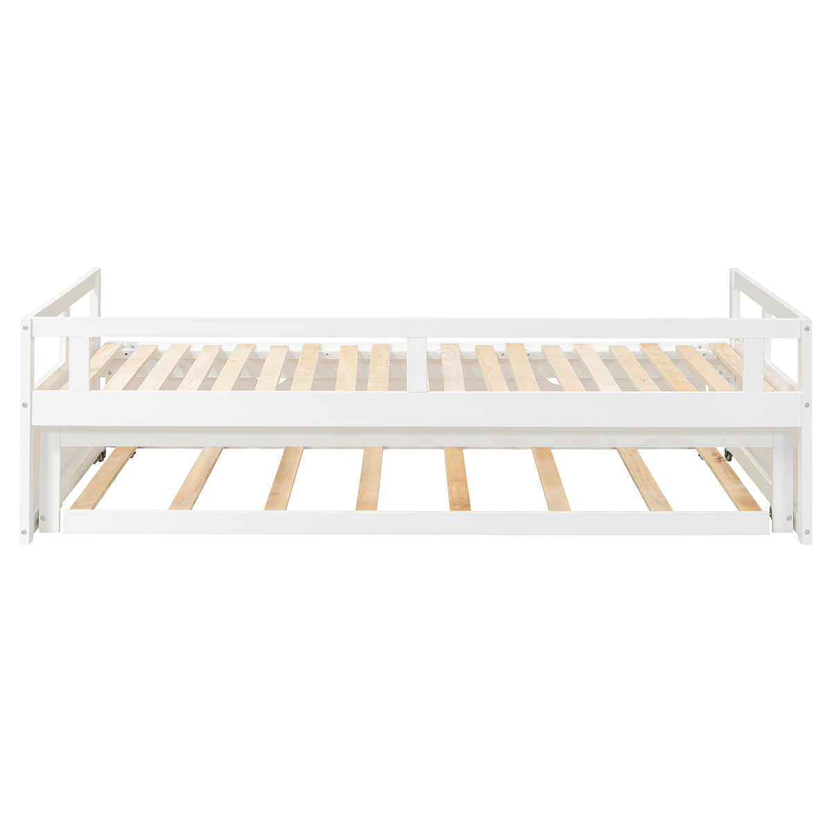 Wooden Daybed with Trundle,Multi-functional Extending Daybed, Box Spring Needed, for Living Room Bedroom, White