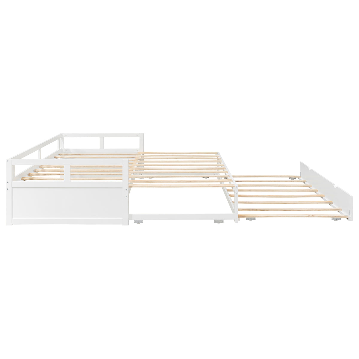 Wooden Daybed with Trundle,Multi-functional Extending Daybed, Box Spring Needed, for Living Room Bedroom, White