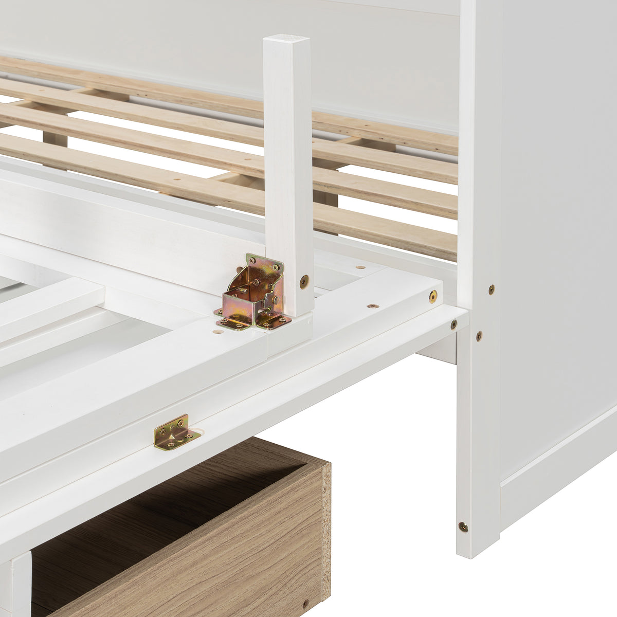 Queen Size Murphy Beds with drawer & USB Ports,Folding Storage Wall Bed Furniture for Bedroom,Office,Guest Room,White