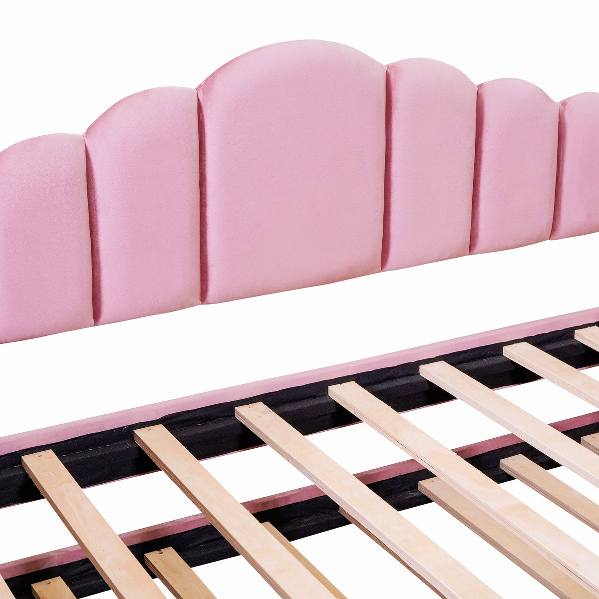 NYBOPAVIS Twin size Upholstered Daybed Bed with USB Charging Ports & Trundle,Velvet Daybed Frame with 2 Side Pockets for Bedroom,Living Room,Pink