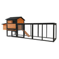 Wooden Chicken Coop, Large Outdoor Hen House with Run and Nesting Box Poultry Cage, Rabbit Hutch, Waterproof Anti-UV Panel for Backyard Black