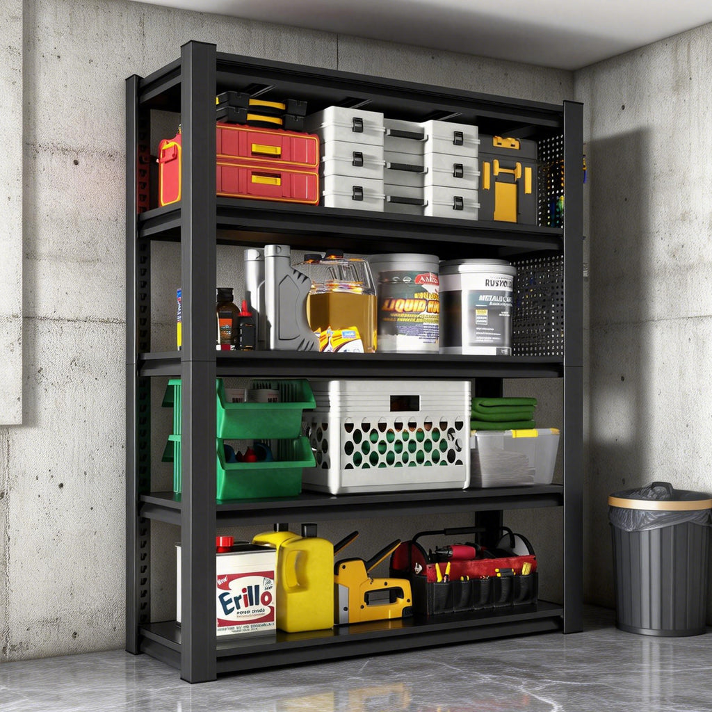 NYBOPAVIS 72"H Heavy Duty Shelving with Pegboard & Adjustable Rack,5-Tier Industrial Metal Shelving Unit for Garages, Warehouses,Offices, Bedrooms,23.6"D x 47.2"W x 72"H