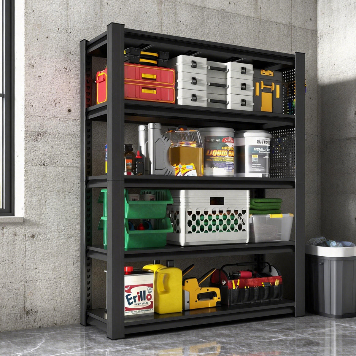 NYBOPAVIS 78"H Heavy Duty Shelving with Pegboard & Adjustable Rack,5-Tier Industrial Metal Shelving Unit for Garages, Warehouses,Offices,Kitchens, 18"D x 47.2"W x 78"H