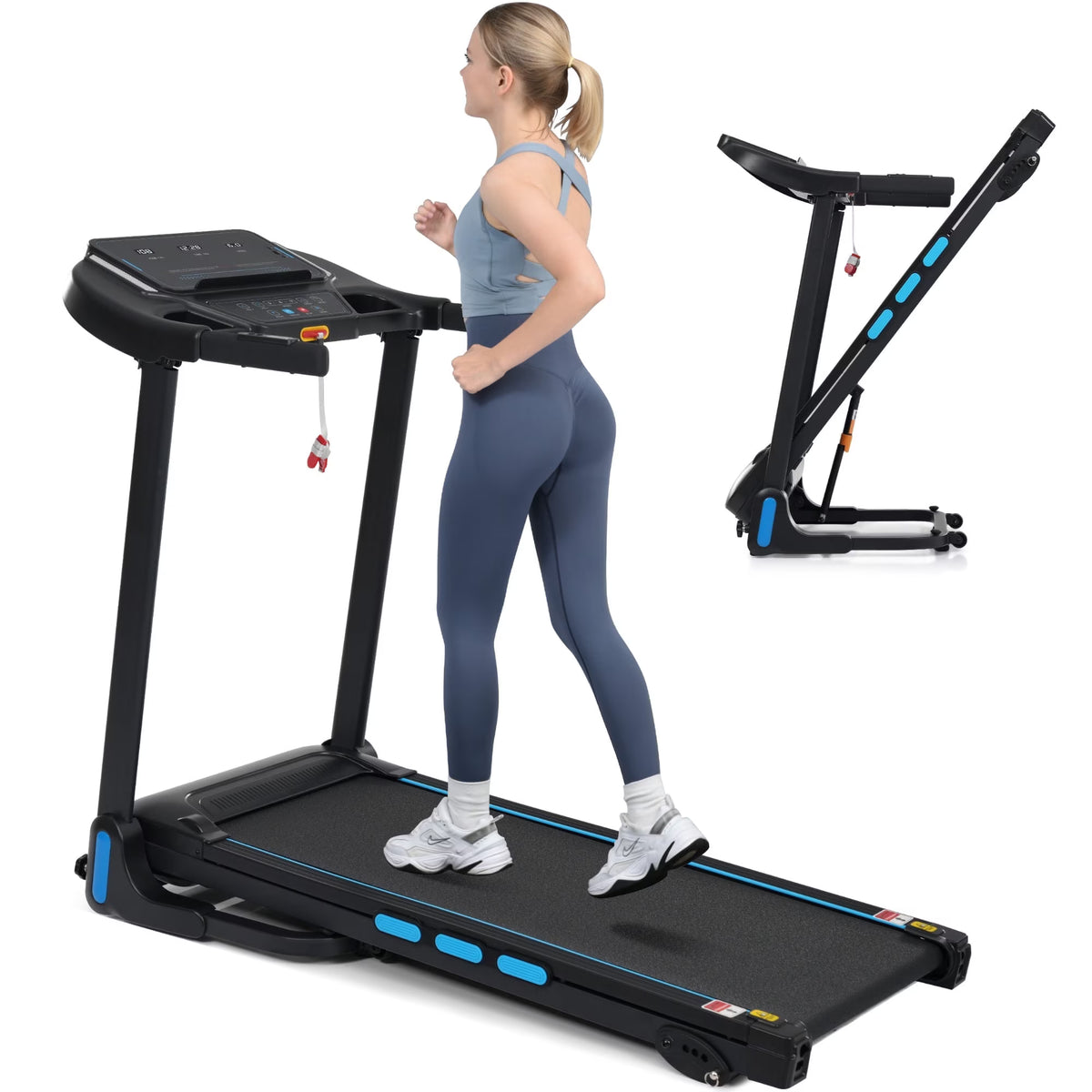 NYBOPAVIS Treadmill for Home, 4.0 HP Treadmill 500 lbs Capacity, Hydraulic System Auto-Folding Treadmill with Type C & USB Charge Station , 10MPH, Bluetooth Speaker
