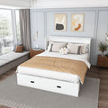 NYBOPAVIS Full Size Murphy Wall Bed with Drawer, USB Ports and Mattress, Folding Storage Wall Bed Furniture with Swivel Casters for Bedroom, Office, Guest Room, White