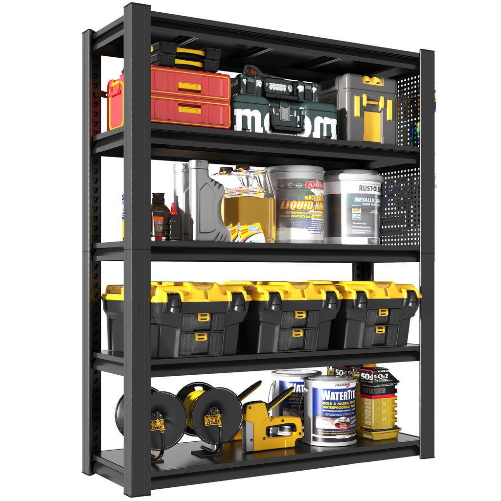 NYBOPAVIS 72"H Heavy Duty Shelving with Pegboard & Adjustable Rack,5-Tier Industrial Metal Shelving Unit for Garages, Warehouses,Offices, Bedrooms,23.6"D x 47.2"W x 72"H