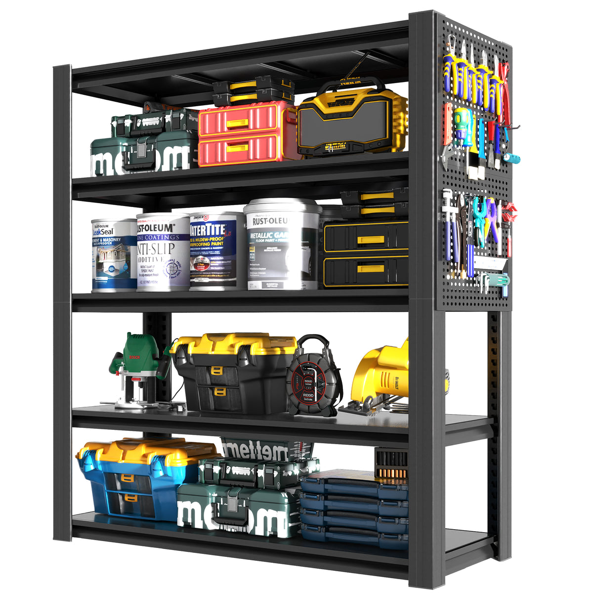 NYBOPAVIS 78"H Heavy Duty Shelving with Pegboard & Adjustable Rack,5-Tier Industrial Metal Shelving Unit for Garages, Warehouses,Offices,Kitchens, 18"D x 47.2"W x 78"H