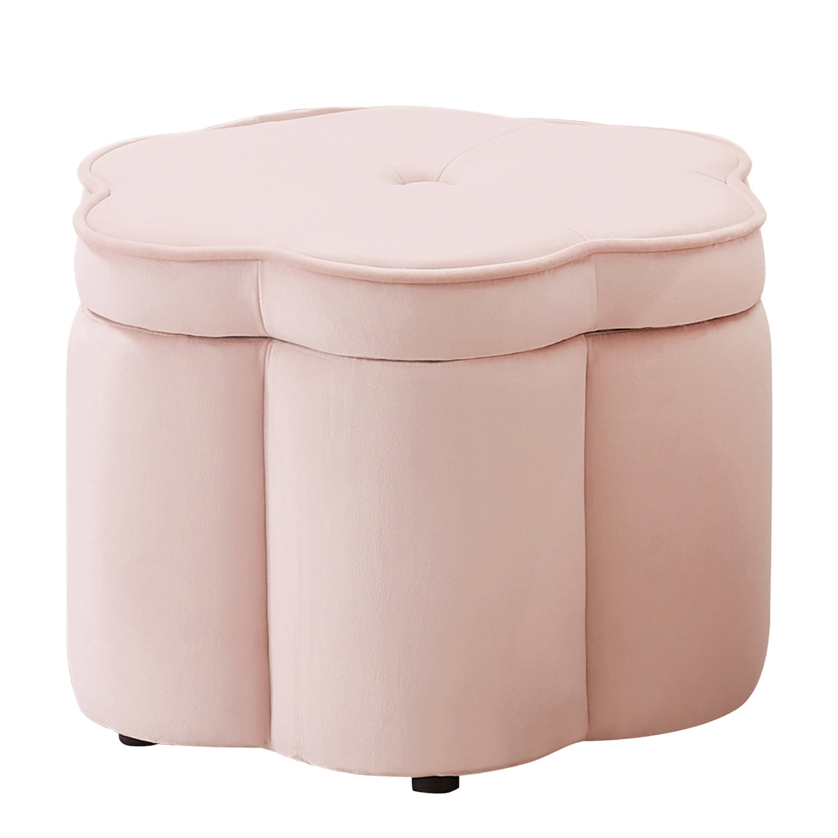 NYBOPAVIS Flower Storage Petal Ottoman,Set of 2 Upholstered Velvet Storage Ottoman Bench for Living Room, Bedroom, Entryway Pink