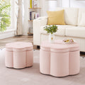 NYBOPAVIS Flower Storage Petal Ottoman,Set of 2 Upholstered Velvet Storage Ottoman Bench for Living Room, Bedroom, Entryway Pink