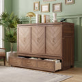 Queen Size Murphy Bed with Charging Station and 3 Storage Drawers, Pine Wood Folding Cabinet Bed, Equipped with 6 Moving Wheels, Space-Saving Hidden Wall Bed for Guest Room, Home Office,Light Walnut