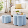 NYBOPAVIS Flower Storage Petal Ottoman,Set of 2 Upholstered Velvet Storage Ottoman Bench for Living Room, Bedroom, Entryway Seaglass