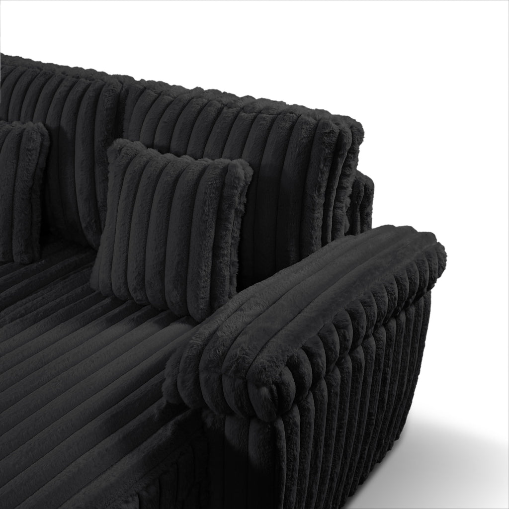 Oversize 110" Modular Sectional Sofa with USB & Cup Holder,Srorage of U shaped 6 Couches Soft Corduroy for Living Room, Apartment, Black