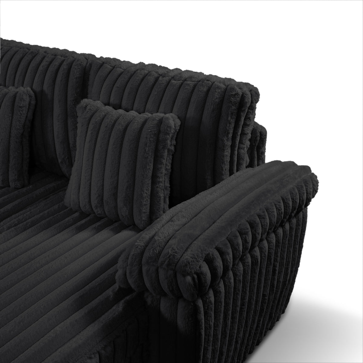 Oversize 110" Modular Sectional Sofa with USB & Cup Holder,Srorage of U shaped 6 Couches Soft Corduroy for Living Room, Apartment, Black