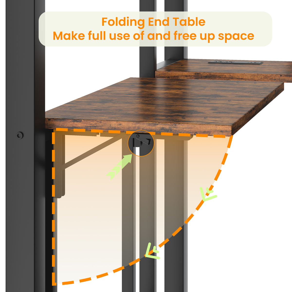Bunk Bed With Folding Table, 3 Storage Drawers, LED Lights, Charging Station, Safety Guardrails & Ladder, Space‑Saving Single Bed Frame