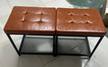 Set of 2 Entryway Shoe Storage Bench with Cushion, Adjustable Shoe Rack with 300 lb, Brown
